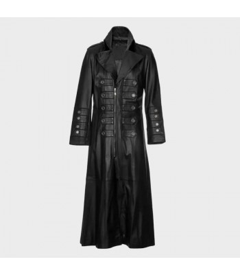 Men’s Military Steampunk Trench Leather Long Coat